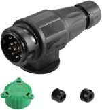 SPARKMOTO Prise Remorque 13 Broches Male Étanche, 12V Prise attelage 13 Broches Connecteur Prise de Remorque Male pour Porte-vélos, Camion,Caravane,Fiche Remorque 13 Broches avec Cache Vert(SK13P)