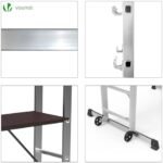 VOUNOT Échafaudage Aluminium 3 En 1 Échelle Stable Multifonction avec Plateforme de Travail  120 x 40cm Charge Max 150KG 6 Postions Échafaudage Mobile sur Roues avec Support à Outils – Image 6