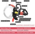 Scie à béton électrique,8980W/9500W Scie Annulaire Haute Fréquence,Machine de Découpe Murale,Profondeur de Coupe 300mm, Coupe sans Poussière, pour Couper Béton,Brique, Lame Diamant 410mm,9500W  Couleur : 8980w – Image 7