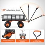 VEVOR Chariot à benne basculante, capacité de charge 399 kg, chariot de jardin en métal robuste avec cadre facile à assembler, poignée convertible 2 en 1, roues 255 mm – Image 6