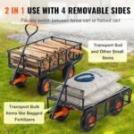 VEVOR Chariot à benne basculante, capacité de charge 399 kg, chariot de jardin en métal robuste avec cadre facile à assembler, poignée convertible 2 en 1, roues 255 mm – Image 4