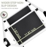KINGRACK Escabeau 4 Marches Pliable, Escabeau Pliant avec Marchepied Antidérapant et Large, Mains Courantes, pour Adultes, Maison, Cuisine, Bureau, Escabot en Acier Robuste, Léger et Portable, Blanc – Image 4