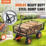 VEVOR Chariot à benne basculante, capacité de charge 399 kg, chariot de jardin en métal robuste avec cadre facile à assembler, poignée convertible 2 en 1, roues 255 mm – Image 2