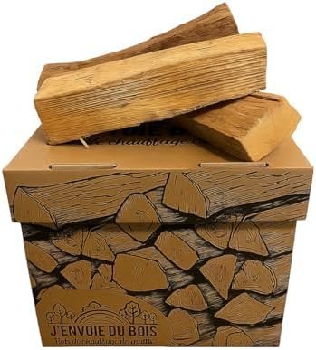J'ENVOIE DU BOIS - Bois de Chauffage 30cm - Joli Carton de 25 litres - Bûches Extra sèches (étuvées)