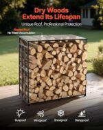 VEVOR Support à bois de chauffage avec toit incliné, range-bûches extérieur métal – Image 4