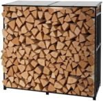 VEVOR Support à bois de chauffage avec toit incliné, range-bûches extérieur métal